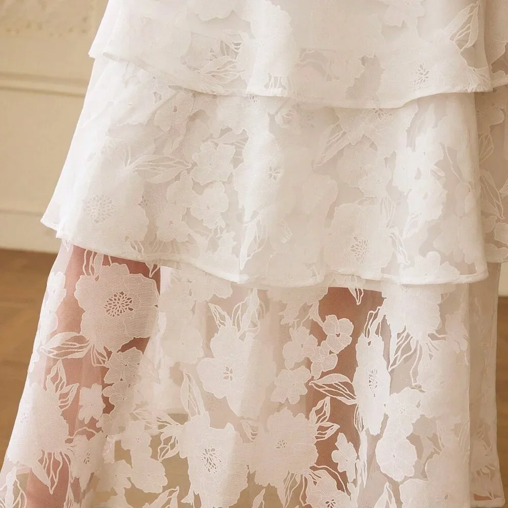 White Elegant Women's Tie-Dye Skirt - Picture 5 of 7